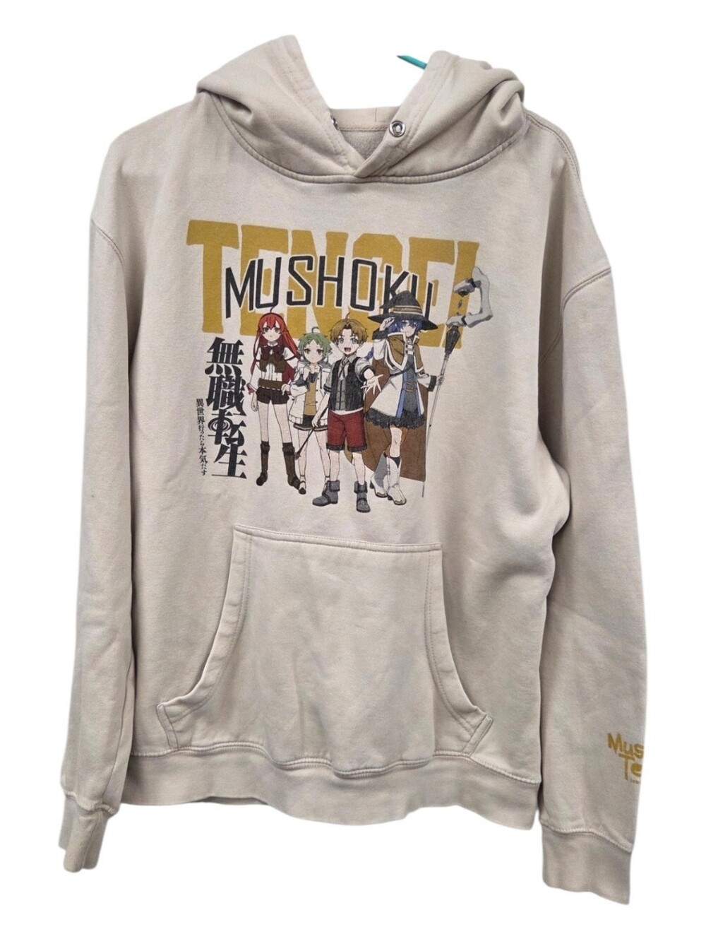 Mushoku Tensei Anime Graphic Hoodie in Light Beige Anime Large